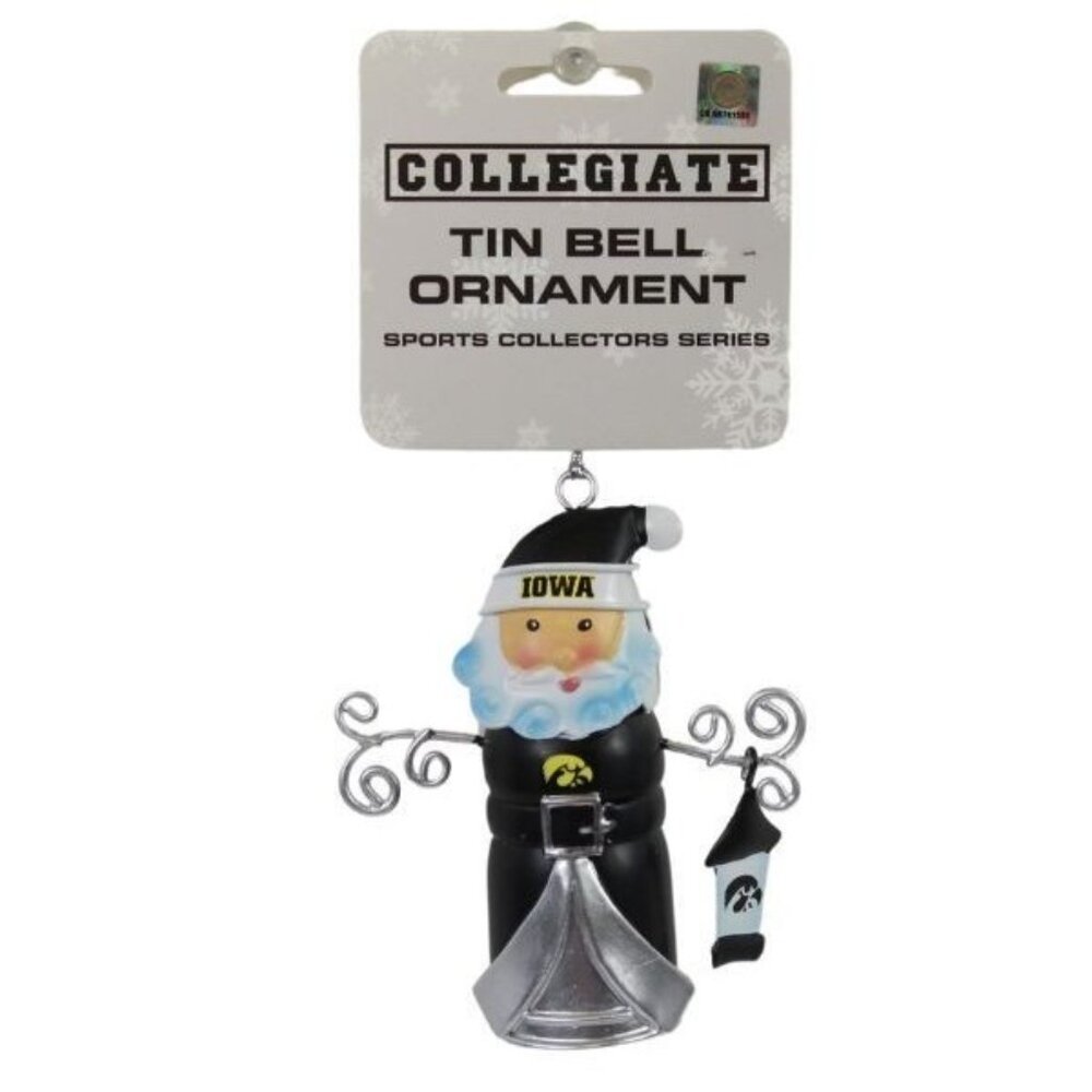 Iowa Hawkeyes Collectible Tin Santa Bell Christmas Tree Ornament Licensed New